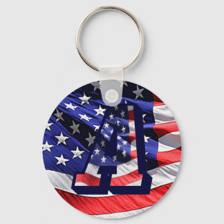 American Flag and Letter "A" Key Chain