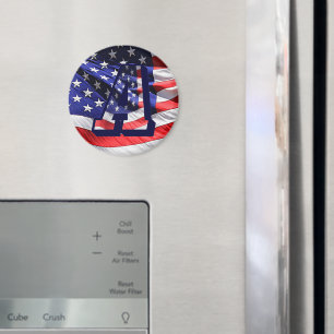 American Flag and Letter "A" Round Magnet