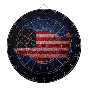 American Flag and Map #2 Dartboard
