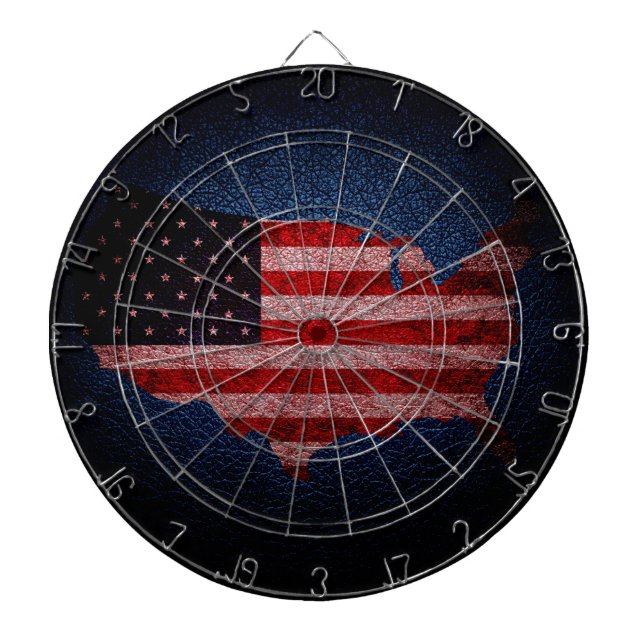 American Flag and Map #2 Dartboard (Front)
