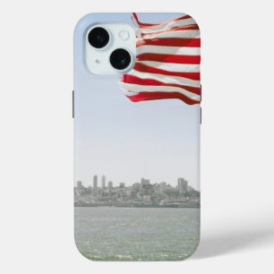 American Flag and shoreline iPhone 15 Case
