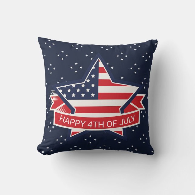 American Flag And Stars Throw Pillow (Front)