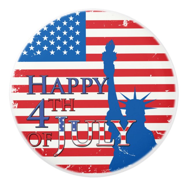 American Flag and Statue of Liberty Ceramic Knob (Front)