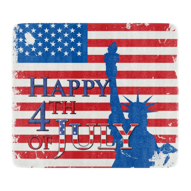 American Flag and Statue of Liberty Cutting Board (Front)