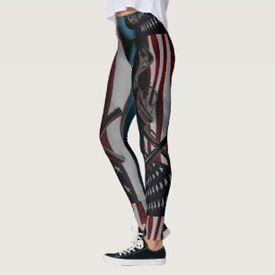 American Flag and Two Crossed Revolvers Leggings
