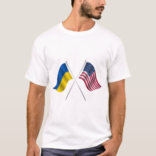 American flag and Ukrainian flag T-Shirt