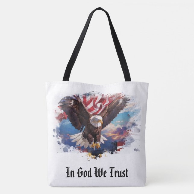 *~* American Flag AP27 Eagle Sky Patriotic Tote Bag (Back)
