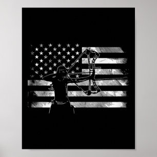 American Flag Archer Girl Archery Bow Hunting Usa Poster