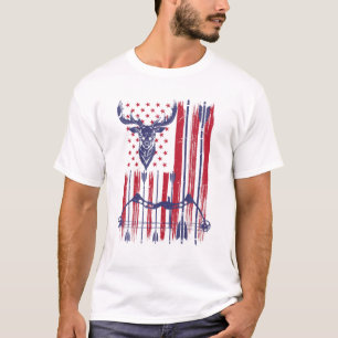 American Flag Archery Bow Deer Bowhunting Hunting T-Shirt