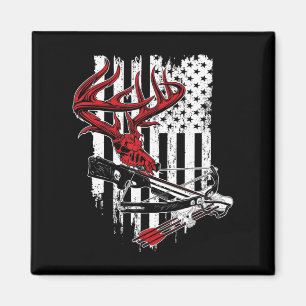 American Flag Archery Bow Hunting Deer Skull Cros Magnet