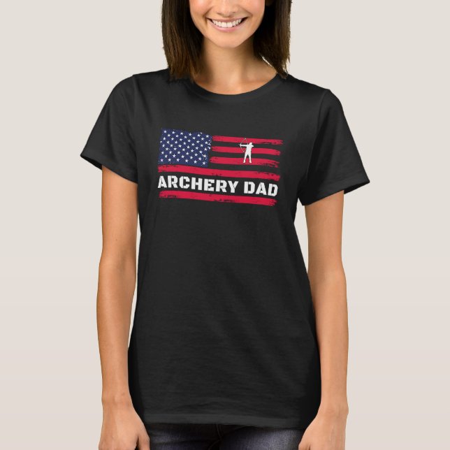 American Flag Archery Dad Father's Day T-Shirt (Front)