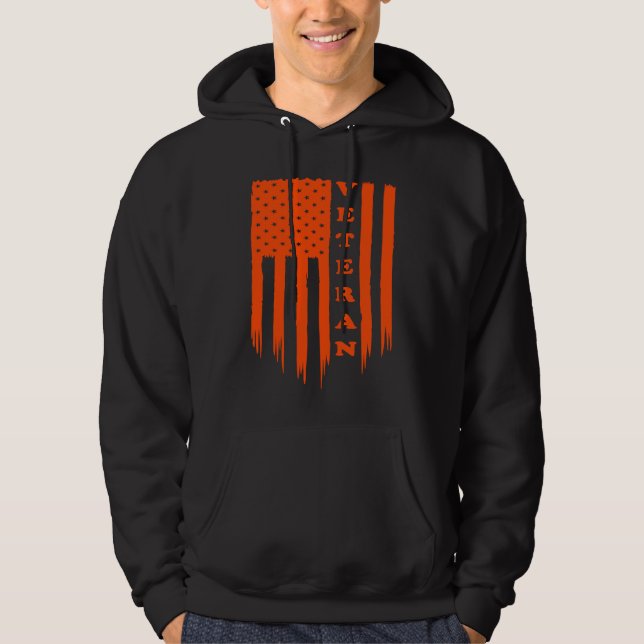American Flag Armed Forces Veteran Patriot Grunge  Hoodie (Front)