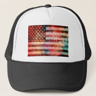 American Flag Art Grunge #5 Trucker Hat