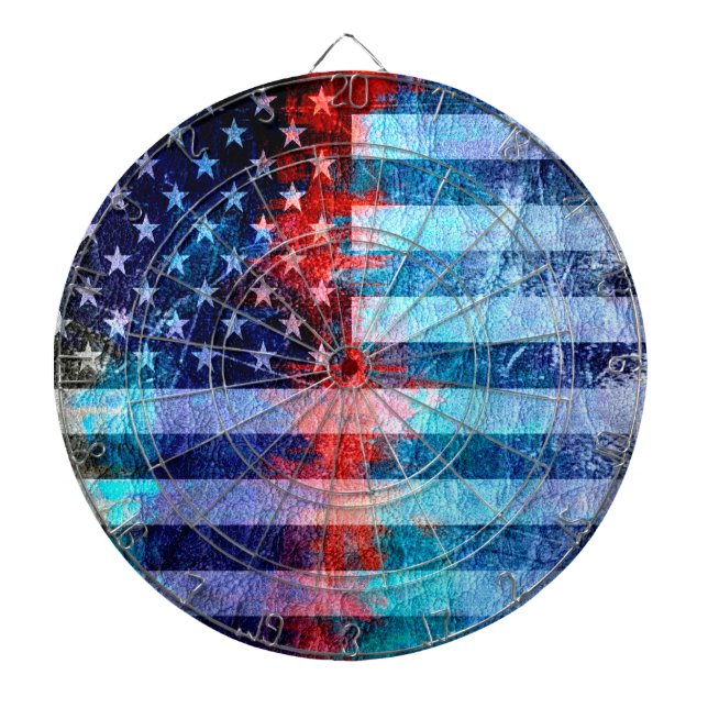 American Flag Art Grunge #6 Dartboard (Front)