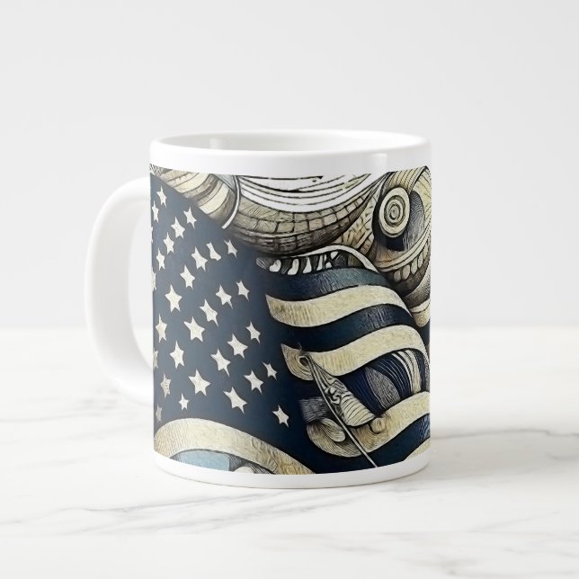 American Flag Art Large Coffee Mug (Front Left)