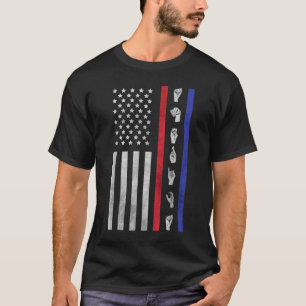 American Flag ASL American Sign Language America U T-Shirt