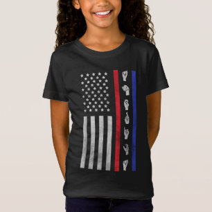 American Flag ASL American Sign Language America U T-Shirt