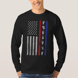 American Flag ASL American Sign Language America U T-Shirt