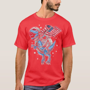 American Flag Astronaut Dinosaur Red White Blue 4t T-Shirt