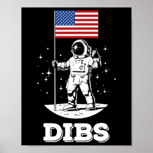 American Flag Astronaut Space 4th Of July American Poster