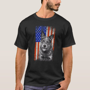 American Flag Australian Cattle Dog Dad Mum Puppy T-Shirt
