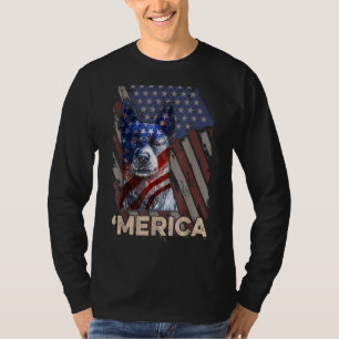 American Flag Australian Cattle Patriotic Dog 4th T-Shirt