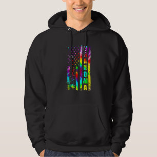 American Flag Autism Awareness Grandma Support Tie Hoodie