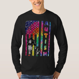 American Flag Autism Awareness Teacher Mom Support T-Shirt