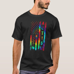American Flag Autism Awareness Teacher Mum Support T-Shirt