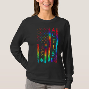 American Flag Autism Awareness Teacher Mum Support T-Shirt
