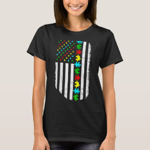 American Flag Autism Mum Autism Awareness Family T-Shirt
