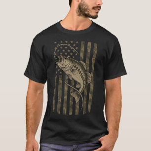 American Flag B Fishing Camo Patriotic Fisherman O T-Shirt