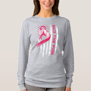 American Flag Back Pink Breast Cancer Awareness T-Shirt