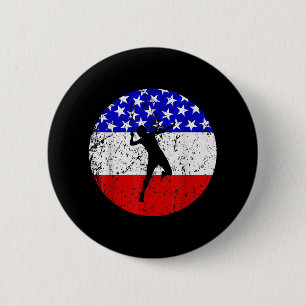 American Flag Badminton Shirt - Badminton Player 6 Cm Round Badge
