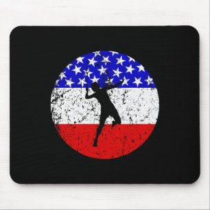 American Flag Badminton Shirt - Badminton Player Mouse Mat