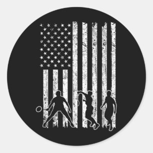 American Flag Badminton Shirt Men Usa Flag Badmint Classic Round Sticker