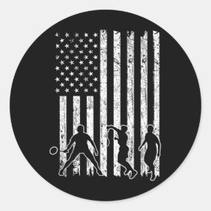 American Flag Badminton Shirt Men Usa Flag Badmint Classic Round Sticker