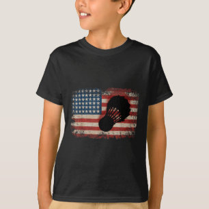 American Flag Badminton Shuttle Art Sports T-Shirt