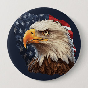 American Flag Bald Eagle 10 Cm Round Badge