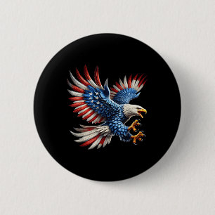 American Flag Bald Eagle 4th Of July Usa Patriotic 6 Cm Round Badge