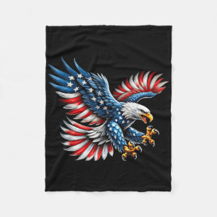 American Flag Bald Eagle 4th Of July Usa Patriotic Fleece Blanket