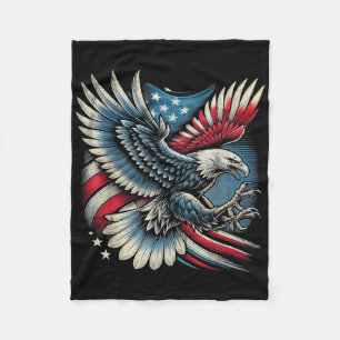 American Flag Bald Eagle 4th Of July Usa Patriotic Fleece Blanket