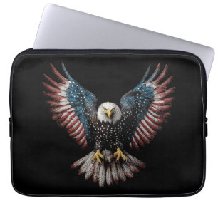American Flag Bald Eagle 4th of July USA Patriotic Laptop Sleeve