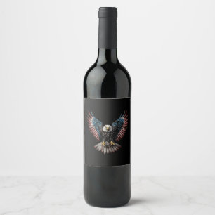 American Flag Bald Eagle 4th of July USA Patriotic Wine Label