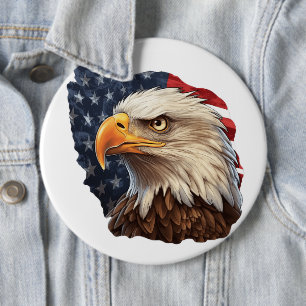 American Flag Bald Eagle 6 Cm Round Badge