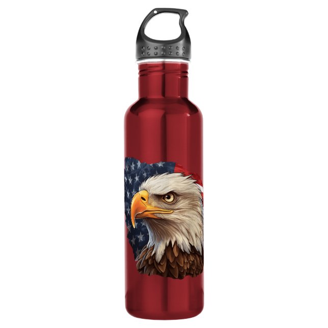 American Flag Bald Eagle 710 Ml Water Bottle (Front)