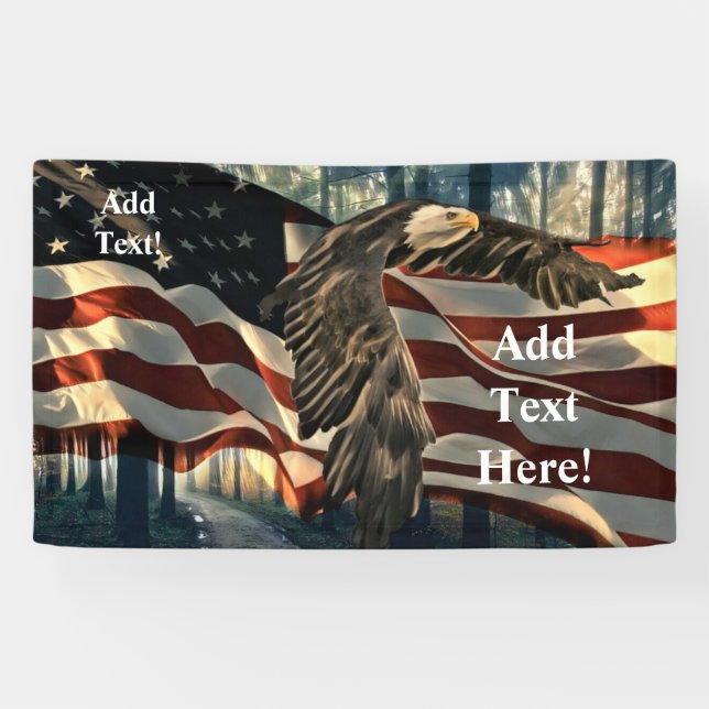 American Flag Bald Eagle Banner (Horizontal)