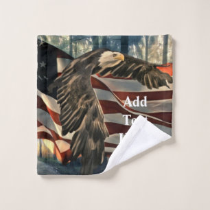 American Flag Bald Eagle Bath Towel Set