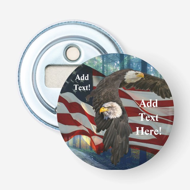 American Flag Bald Eagle Bottle Opener (Front)