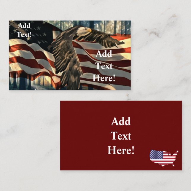 American Flag Bald Eagle Business Card (Front/Back)